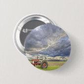 Turbo-Traktor-Land-Abends-Himmel Button (Vorne & Hinten)