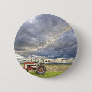 Turbo-Traktor-Land-Abends-Himmel Button
