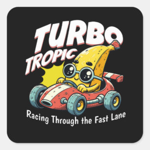 Turbo Tropic Racing durch die schnelle Strecke Quadratischer Aufkleber