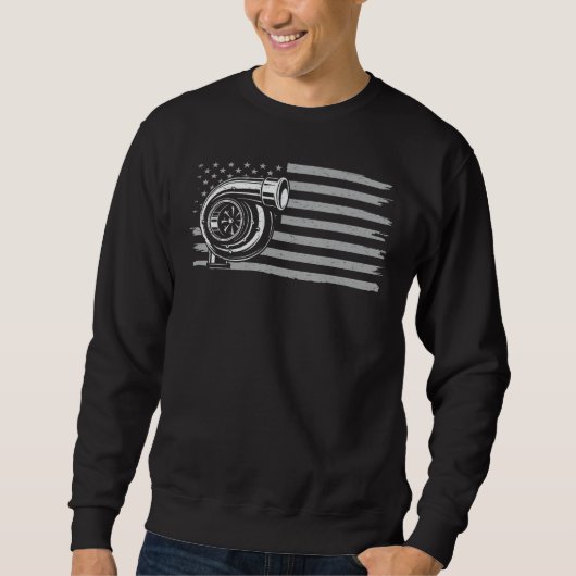 Turbo US Flag Tuner Car Typ Rennfahrer Sweatshirt (Vorderseite)