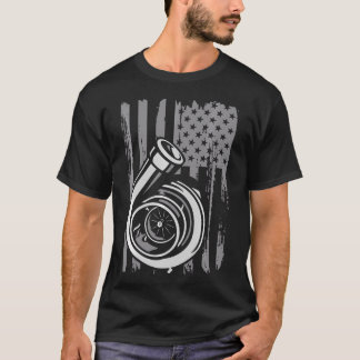 Turbo Us Flag Tuner Typ Auto Enthusiast Racing T-Shirt