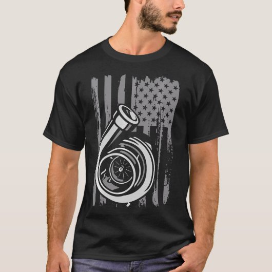 Turbo Us Flag Tuner Typ Auto Enthusiast Racing T-Shirt (Vorderseite)