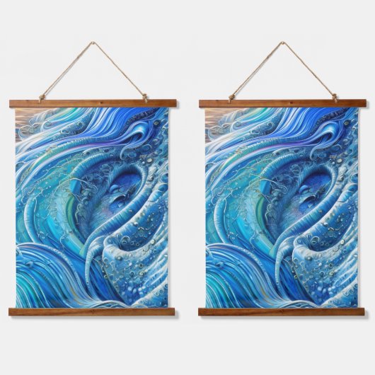 Turbulenzstrom im Meer, Abstrakte Kunst Wandteppich Mit Holzrahmen (Doppelt)