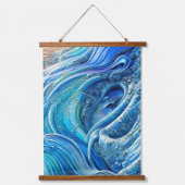 Turbulenzstrom im Meer, Abstrakte Kunst Wandteppich Mit Holzrahmen (Vorderseite 2)