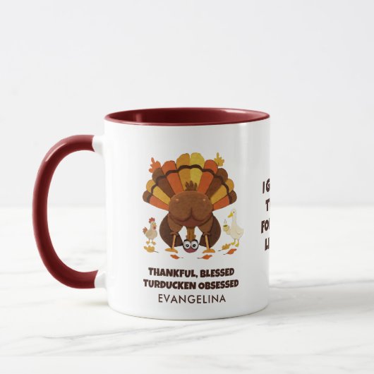 TURDUCKEN OBSESSED Funny Thanksgiving Tasse (Links)