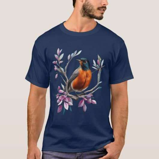 Turdus migratorius Surrounded By Mountain Laurel T-Shirt (Vorderseite)