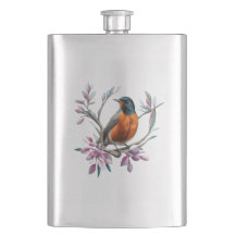 Turdus migratorius umgeben von Berglorbeer