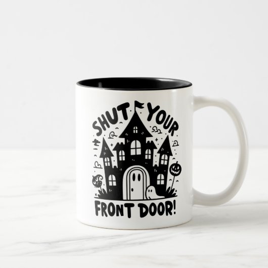 Türe zu! Tasse – Schwarz-weiß Spukhaus (Rechts)