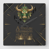 Türelem | Motiváció | Bull Market Quadratische Wanduhr (Vorderseite)