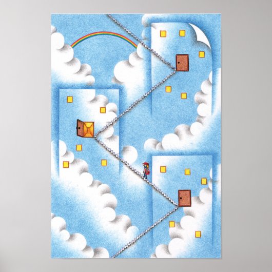 Türen und Treppen in der Luft. Poster (Vorne)