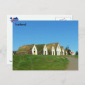 Turfhäuser in Glaumbær, Island Postkarte (Vorne/Hinten)