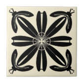 Turia Spanish Art Nouveau Black and Creme Tile Fliese (Vorderseite)