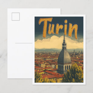 Turin Italien Kunst Vintage Reise Illustration Postkarte