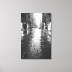 Turin Italien, Nasse Straße Abend Leinwanddruck