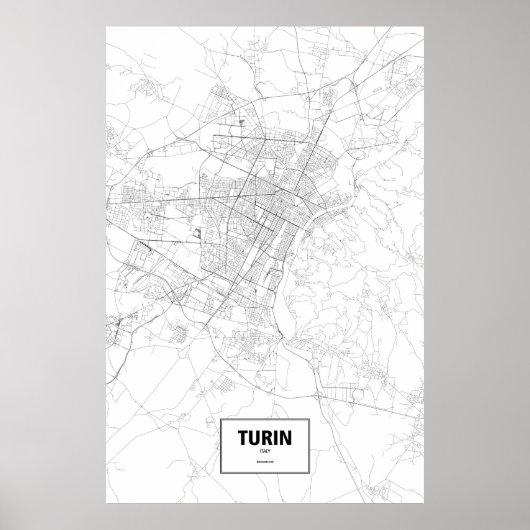 Turin, Italien (schwarz auf weiß) Poster (Vorne)