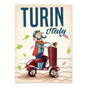 Turin Italien vintage Cartoon-Reiseposter Fotodruck
