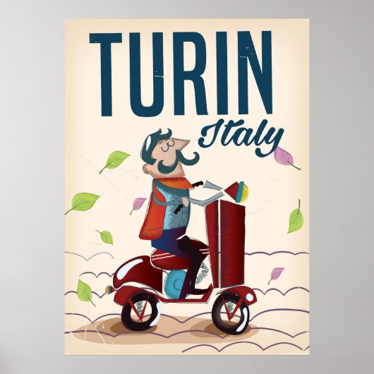 Turin Italien Vintager Cartoon Reiseplakat Poster (Vorne)