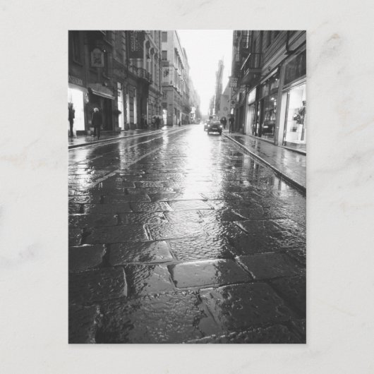 Turin Italien, Wet Street Abend Postkarte (Vorderseite)