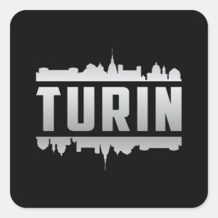 Turin Italy City Skyline Cityscape Funny Gift Quadratischer Aufkleber