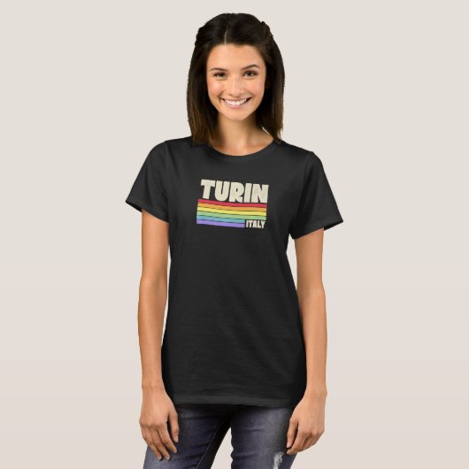 Turin Italy Rainbow Gay Pride Merch Retro 70er 80e T-Shirt (Vorne ganz)