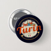 Turin Piedmont Retro Skyline Vintage Pasta Button (Vorne & Hinten)