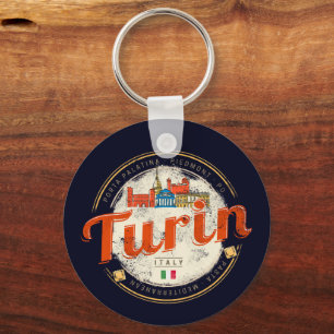 Turin Piedmont Retro Skyline Vintage Pasta Schlüsselanhänger