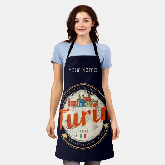 Turin Piedmont Retro Skyline Vintage Pasta Schürze (Getragen)