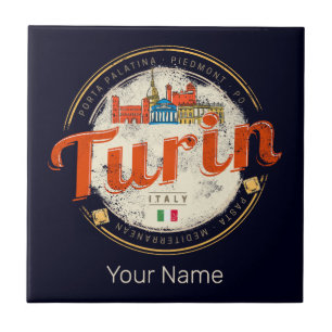 Turin Piemont Retro-Skyline Italienische Vintage-P Fliese