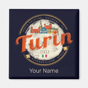 Turin Piemont Retro-Skyline Italienische Vintage-P Magnet