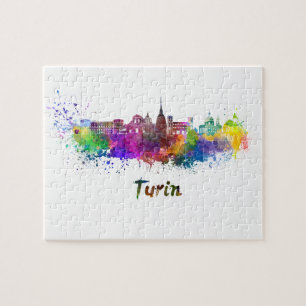 Turin skyline im Watercolor Puzzle