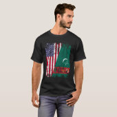 Turk Roots Halbe amerikanische Flagge Flagge USA T T-Shirt (Vorne ganz)