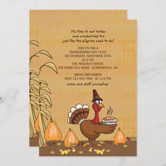 Türkei Abendessen Erntedank Einladung (Vorne/Hinten)