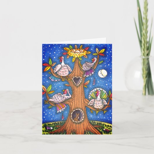 TÜRKEI-BAUM, ERNTEDANK-FUNNY-GOBBLERS-Leere Karte (Vorderseite)
