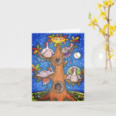 TÜRKEI-BAUM, ERNTEDANK-FUNNY-GOBBLERS-Leere Karte (Gelbe Blume)