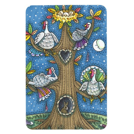 TÜRKEI-BAUM, ERNTEDANK-FUNNY GOBBLERS ROOSTING MAGNET (Vertikal)