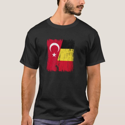 Türkei Belgien Halbfahne Türkisches Belgisches Jer T-Shirt (Vorderseite)