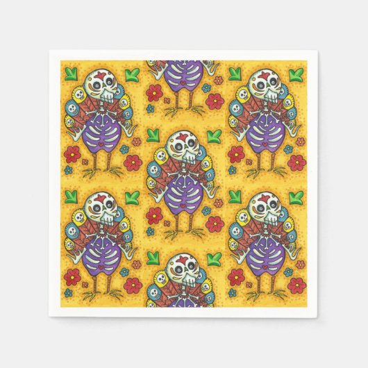 TÜRKEI-BONEN FARBFARBIG ERNTEDANK BIRD SKULL SERVIETTE (Vorderseite)
