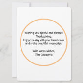 Türkei Cartoon mit Hat Happy Thanksgiving Card Einladung (Rückseite)