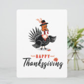 Türkei Cartoon mit Hat Happy Thanksgiving Card Einladung (Stehend Vorderseite)