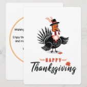 Türkei Cartoon mit Hat Happy Thanksgiving Card Einladung (Vorne/Hinten)