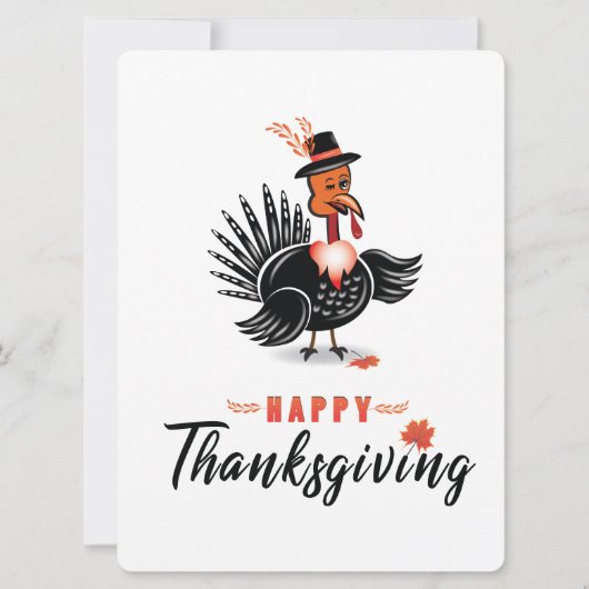 Türkei Cartoon mit Hat Happy Thanksgiving Card Einladung (Vorderseite)