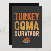 Türkei Coma Survivor Funny Erntedank Geschenk Einladung (Vorne/Hinten)