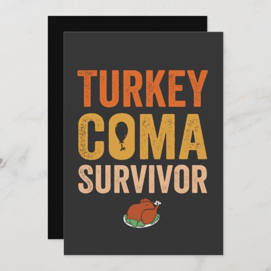 Türkei Coma Survivor Funny Erntedank Geschenk Einladung (Vorne/Hinten)