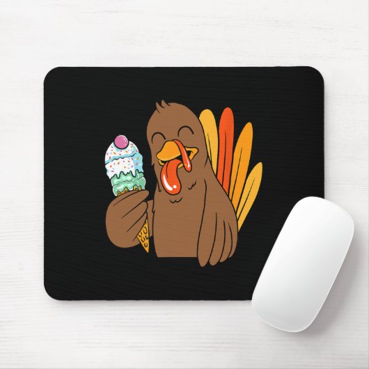 Türkei Eating Ice Cream Erntedank Day Funny Fal Mousepad (Mit Mouse)