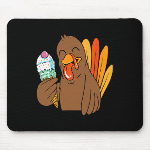 Türkei Eating Ice Cream Erntedank Day Funny Fal Mousepad