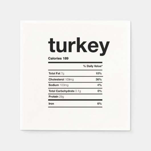 Türkei Ernährungsinformationen Serviette (Vorderseite)