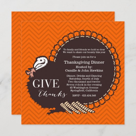 Türkei Erntedank Abendessen Party Einladung (Vorne/Hinten)