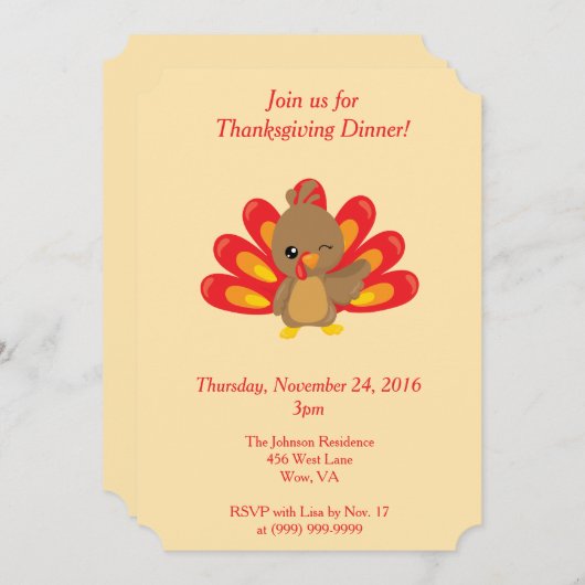 Türkei Erntedank Dinner Einladung (Vorne/Hinten)