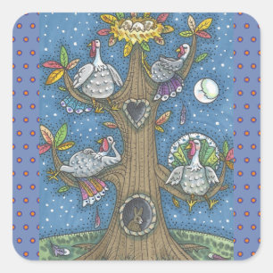TÜRKEI, ERNTEDANK GOBBLERS STICKERS Square