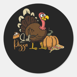Türkei Essen Pizza Vegan Türkei Tag Pumpkin Thanks Runder Aufkleber